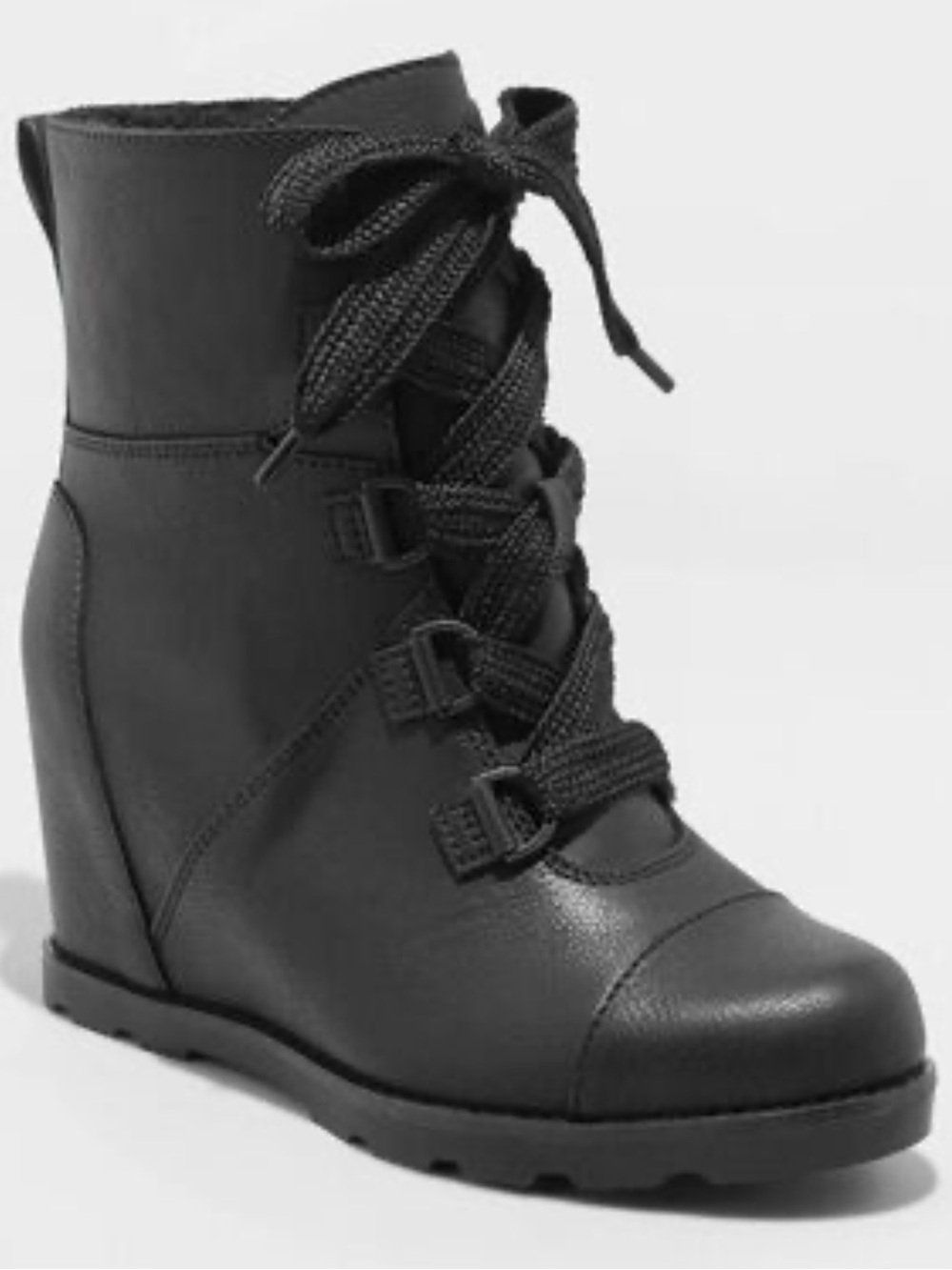 Universal Thread Wedge Lace Up Boots Black Size 8.5